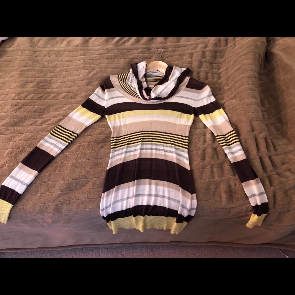 Fitted sheer loose turtleneck.